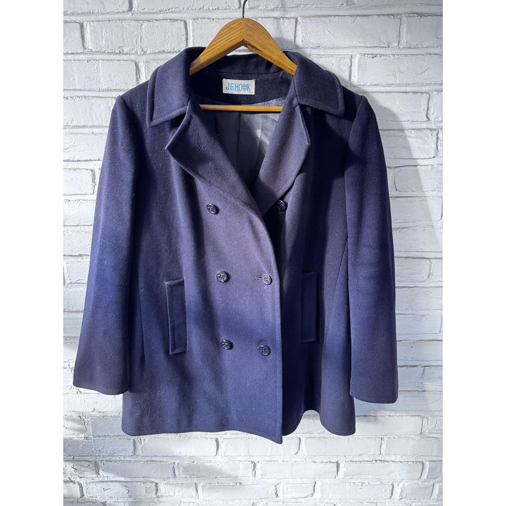 Vintage J.G. Hook Coat Womens Medium Wool Peacoat Double Breasted Made USA 80s